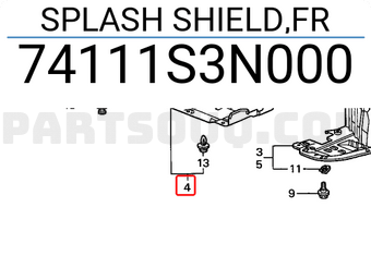Honda 74111S3N000 SPLASH SHIELD,FR