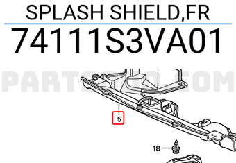 Honda 74111S3VA01 SPLASH SHIELD,FR