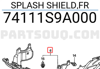 Honda 74111S9A000 SPLASH SHIELD,FR
