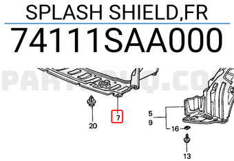 Honda 74111SAA000 SPLASH SHIELD,FR