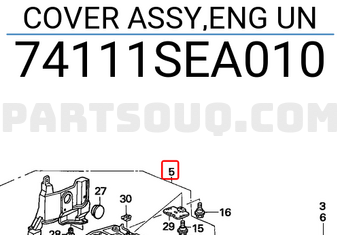 Honda 74111SEA010 COVER ASSY,ENG UN