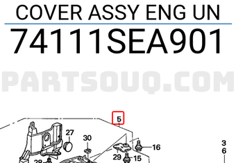 Honda 74111SEA901 COVER ASSY ENG UN