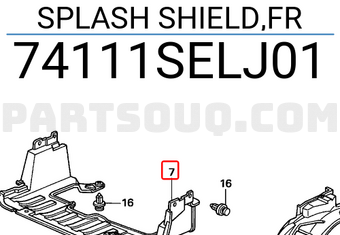Honda 74111SELJ01 SPLASH SHIELD,FR