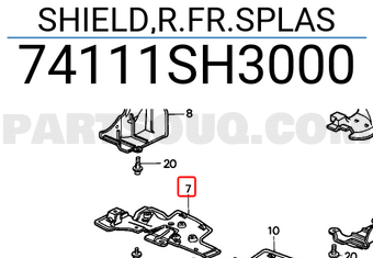 Honda 74111SH3000 SHIELD,R.FR.SPLAS