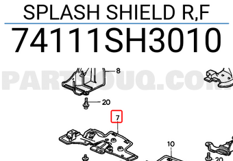 Honda 74111SH3010 SPLASH SHIELD R,F