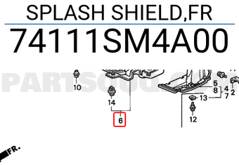 Honda 74111SM4A00 SPLASH SHIELD,FR