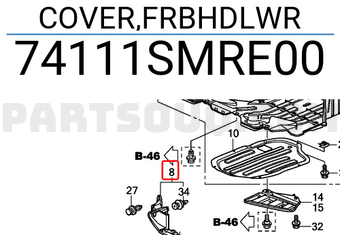 Honda 74111SMRE00 COVER,FRBHDLWR