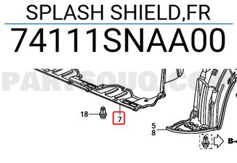 Honda 74111SNAA00 SPLASH SHIELD,FR