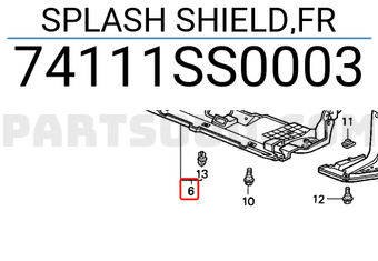 Honda 74111SS0003 SPLASH SHIELD,FR