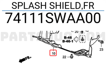 Honda 74111SWAA00 SPLASH SHIELD,FR