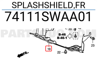 Honda 74111SWAA01 SPLASHSHIELD,FR