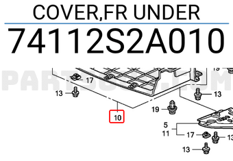 Honda 74112S2A010 COVER,FR UNDER