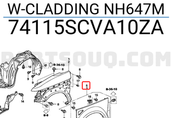 Honda 74115SCVA10ZA W-CLADDING NH647M