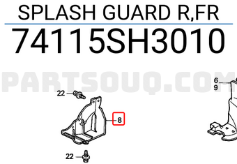 Honda 74115SH3010 SPLASH GUARD R,FR