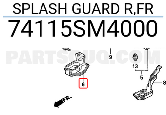 Honda 74115SM4000 SPLASH GUARD R,FR