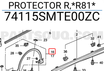 Honda 74115SMTE00ZC PROTECTOR R,*R81*