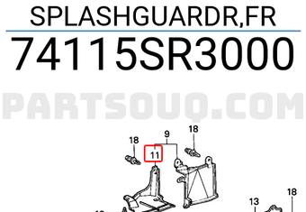 Honda 74115SR3000 SPLASHGUARDR,FR
