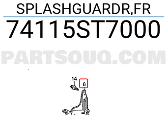 Honda 74115ST7000 SPLASHGUARDR,FR