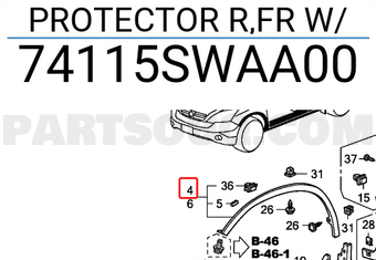 Honda 74115SWAA00 PROTECTOR R,FR W