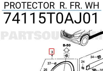 Honda 74115T0AJ01 PROTECTOR R. FR. WH