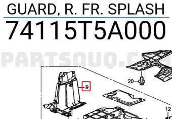 Honda 74115T5A000 GUARD, R. FR. SPLASH