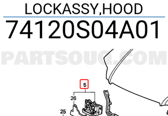 Honda 74120S04A01 LOCKASSY,HOOD