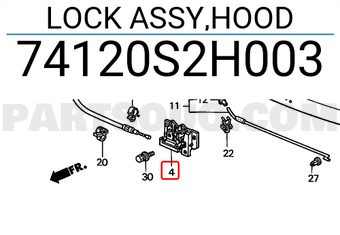 Honda 74120S2H003 LOCK ASSY,HOOD