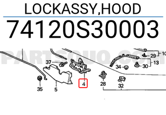 Honda 74120S30003 LOCKASSY,HOOD