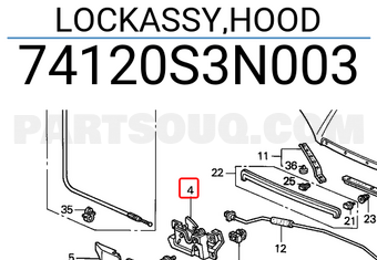 Honda 74120S3N003 LOCKASSY,HOOD