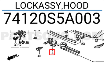Honda 74120S5A003 LOCKASSY,HOOD