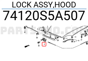 Honda 74120S5A507 LOCK ASSY,HOOD
