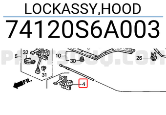 Honda 74120S6A003 LOCKASSY,HOOD