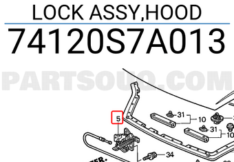 Honda 74120S7A013 LOCK ASSY,HOOD