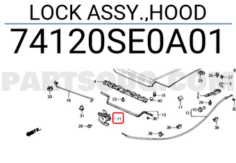 Honda 74120SE0A01 LOCK ASSY.,HOOD