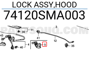 Honda 74120SMA003 LOCK ASSY,HOOD