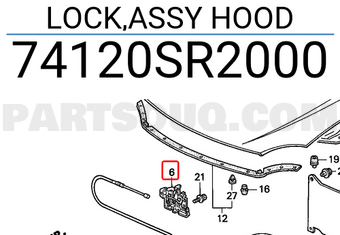 Honda 74120SR2000 LOCK,ASSY HOOD