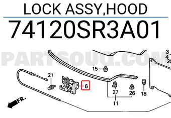 Honda 74120SR3A01 LOCK ASSY,HOOD
