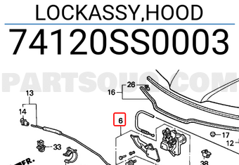 Honda 74120SS0003 LOCKASSY,HOOD