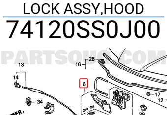 Honda 74120SS0J00 LOCK ASSY,HOOD