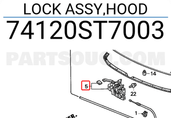 Honda 74120ST7003 LOCK ASSY,HOOD
