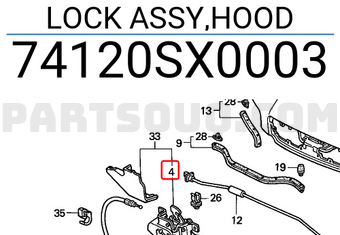 Honda 74120SX0003 LOCK ASSY,HOOD