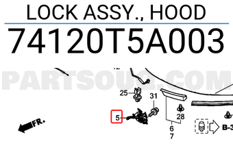 Honda 74120T5A003 LOCK ASSY., HOOD