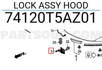 Honda 74120T5AZ01 LOCK ASSY HOOD