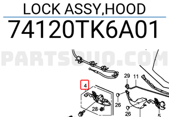 Honda 74120TK6A01 LOCK ASSY,HOOD