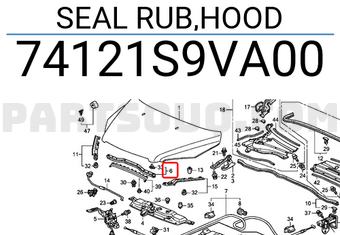 Honda 74121S9VA00 SEAL RUB,HOOD