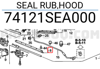 Honda 74121SEA000 SEAL RUB,HOOD