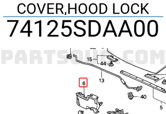 Honda 74125SDAA00 COVER,HOOD LOCK
