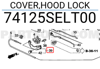 Honda 74125SELT00 COVER,HOOD LOCK