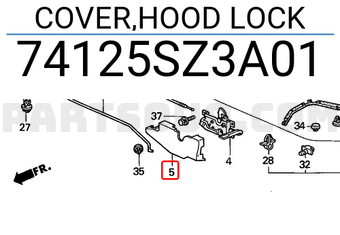 Honda 74125SZ3A01 COVER,HOOD LOCK