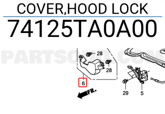Honda 74125TA0A00 COVER,HOOD LOCK